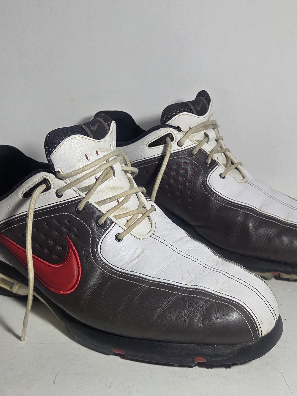 Nike Air Zoom SP-8 Golf Shoes Men's 9.5 Brown White Red Tiger Woods Era